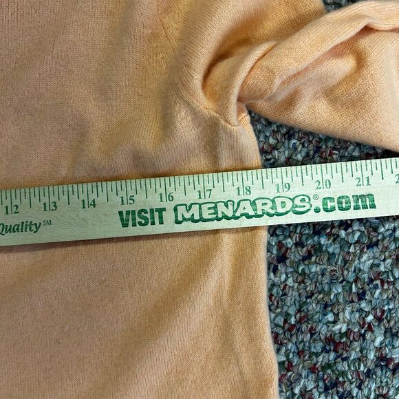 J. Crew Peachy Orange 100% Cashmere Classic Crewneck Sweater Size L - Picture 9 of 10